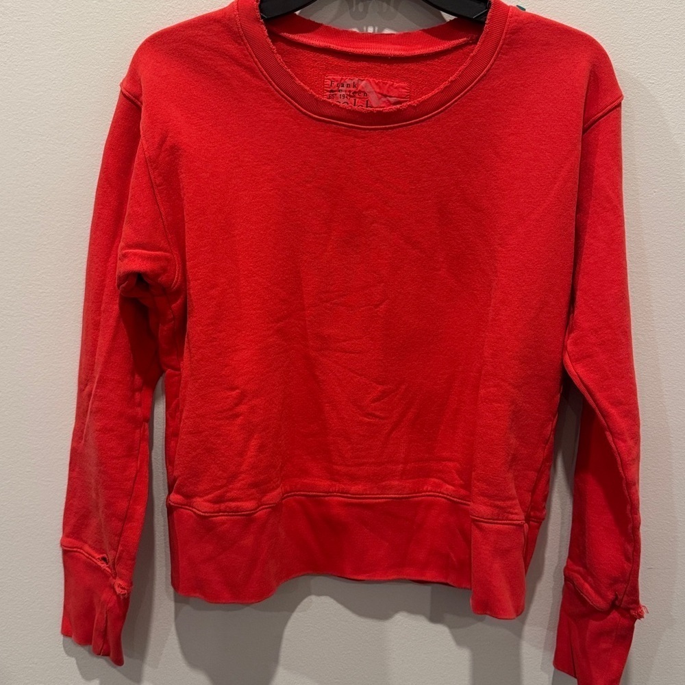 Frank & Eileen Tee Lab distressed, red Crew Neck sweatshirt, size small - Picture 2 of 7